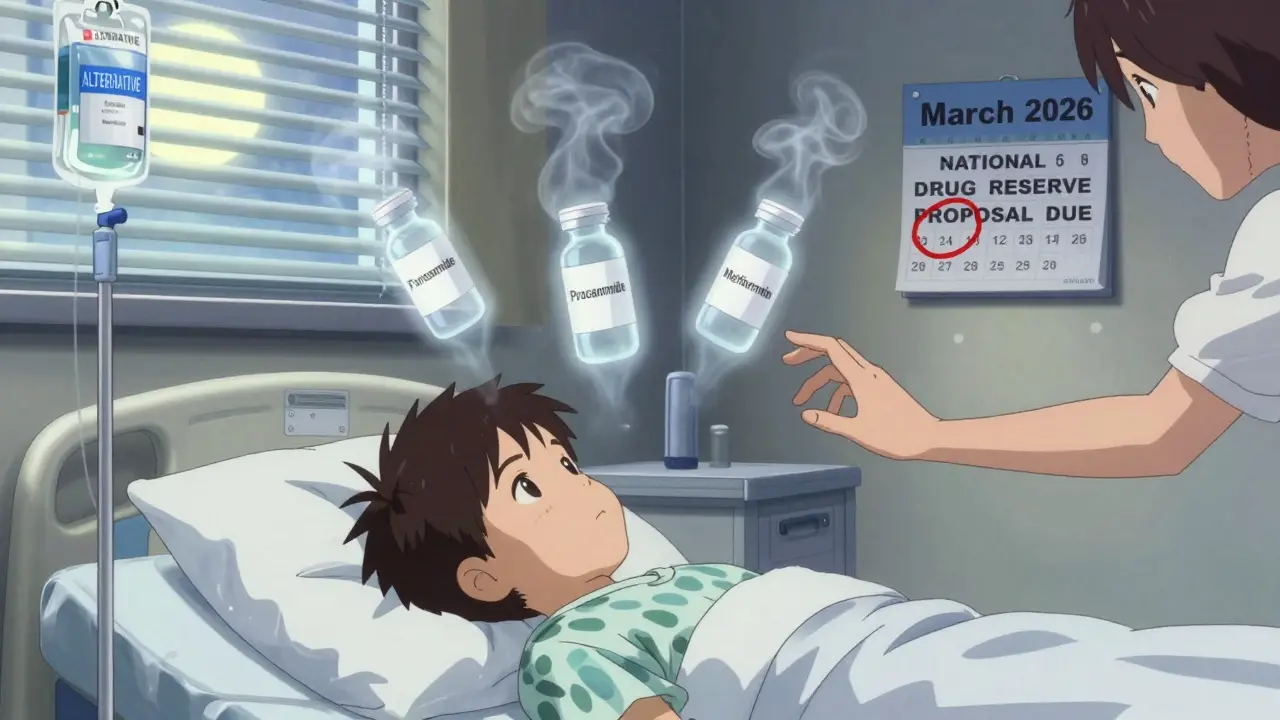 A child in a hospital bed with ghostly drug vials fading above, mother reaching for what’s gone, moonlight casting long shadows.