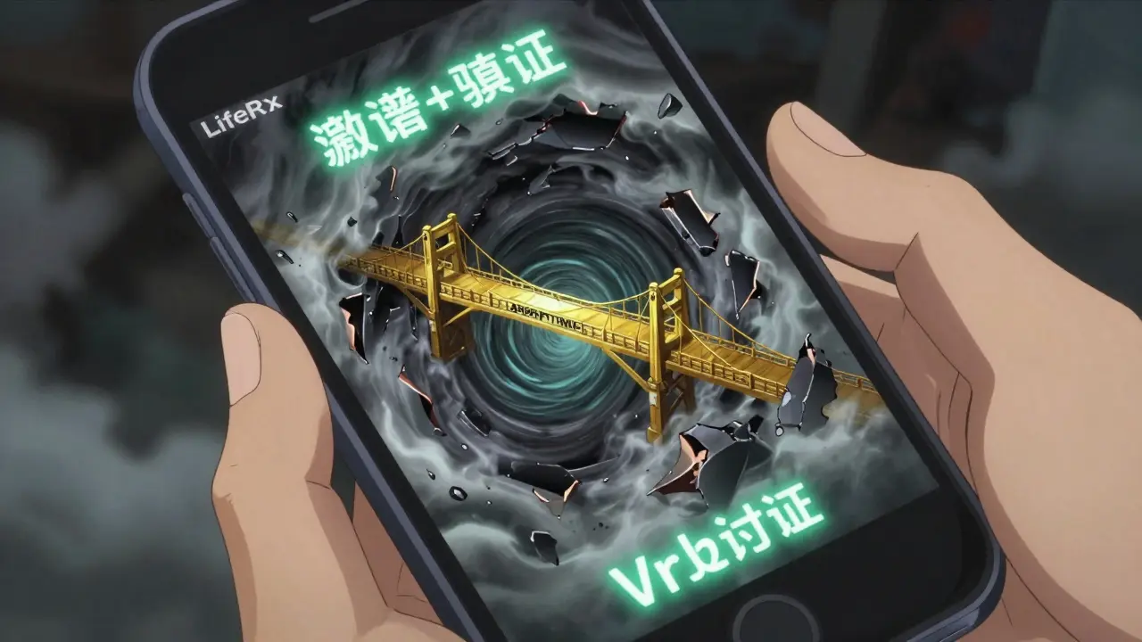 Smartphone screen reflecting verified vs unsafe pharmacy paths