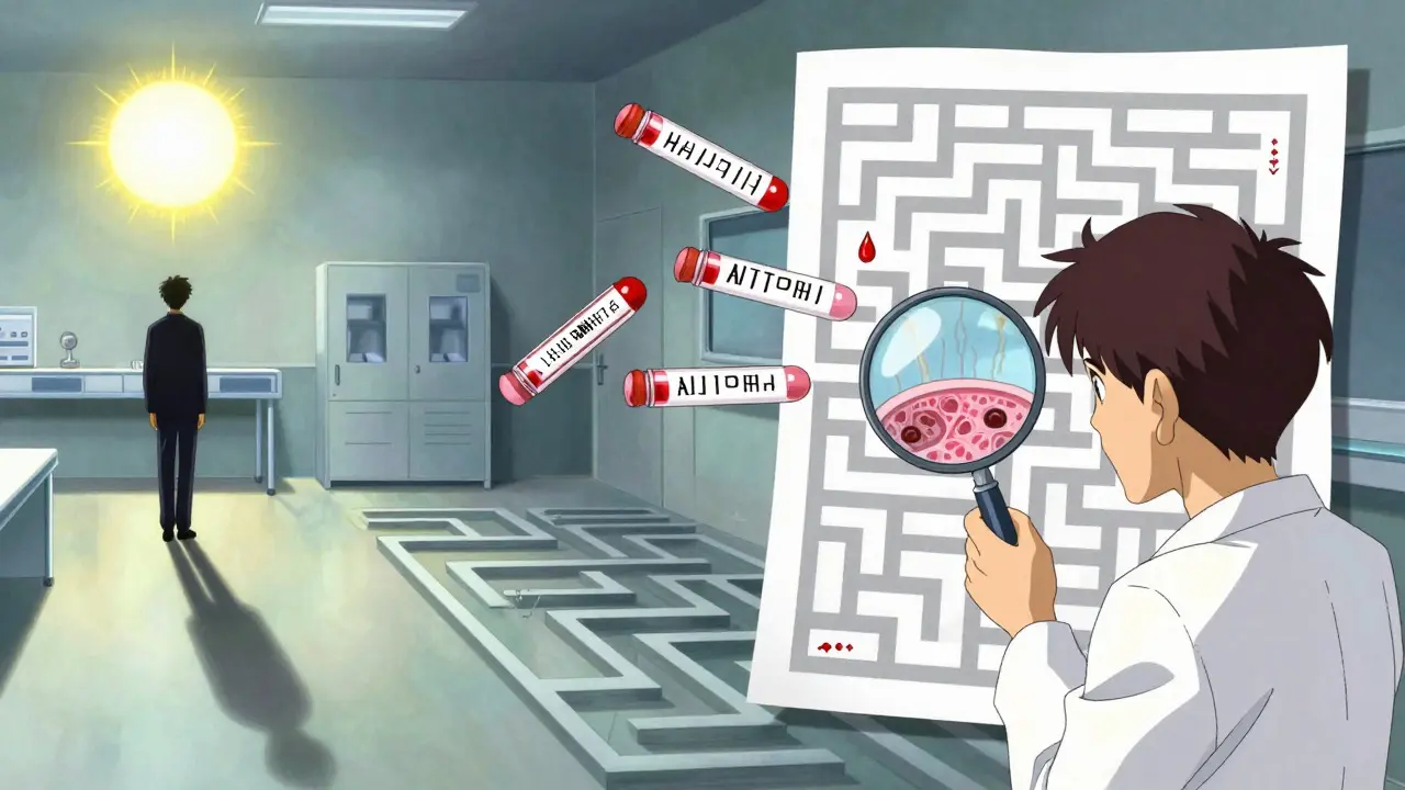 Anime illustration depicting the gap between blood test results and actual cellular vitamin D activity.