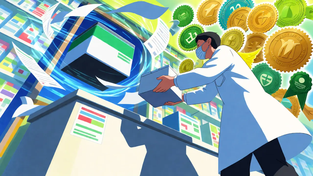 Dynamic anime scene of online pharmacy delivery and verification
